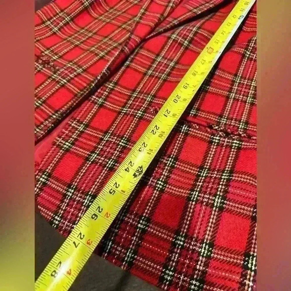 Vtg Sag Harbor‎ Blazer Women’s 8 Red/Black Tarton Plaid Wool Velvet Suit Jacket - Picture 5 of 9